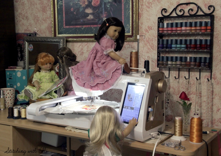 The dolls are using the Ellisimo sewing machine!- see the whole story on my blog www.stitchingwithelli.com